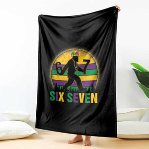 Mardi Gras Bigfoot Throw Blanket Funny Six Seven Meme Carnival Trendy TS14 Print Your Wear