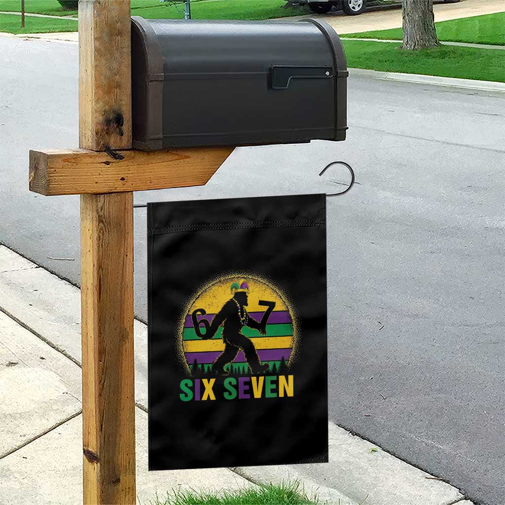 Mardi Gras Bigfoot Garden Flag Funny Six Seven Meme Carnival Trendy TS14 Print Your Wear