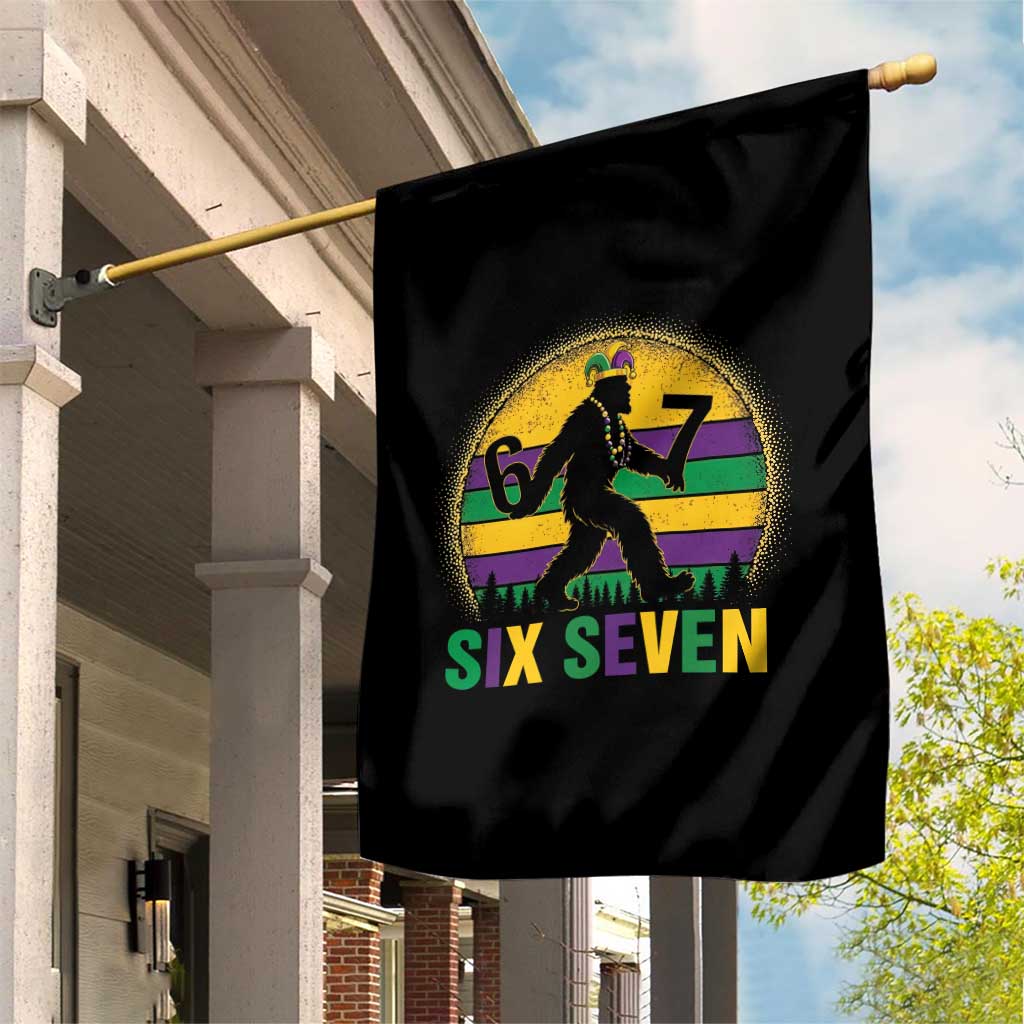 Mardi Gras Bigfoot Garden Flag Funny Six Seven Meme Carnival Trendy TS14 Print Your Wear