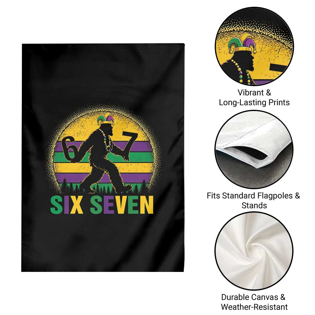 Mardi Gras Bigfoot Garden Flag Funny Six Seven Meme Carnival Trendy TS14 Print Your Wear