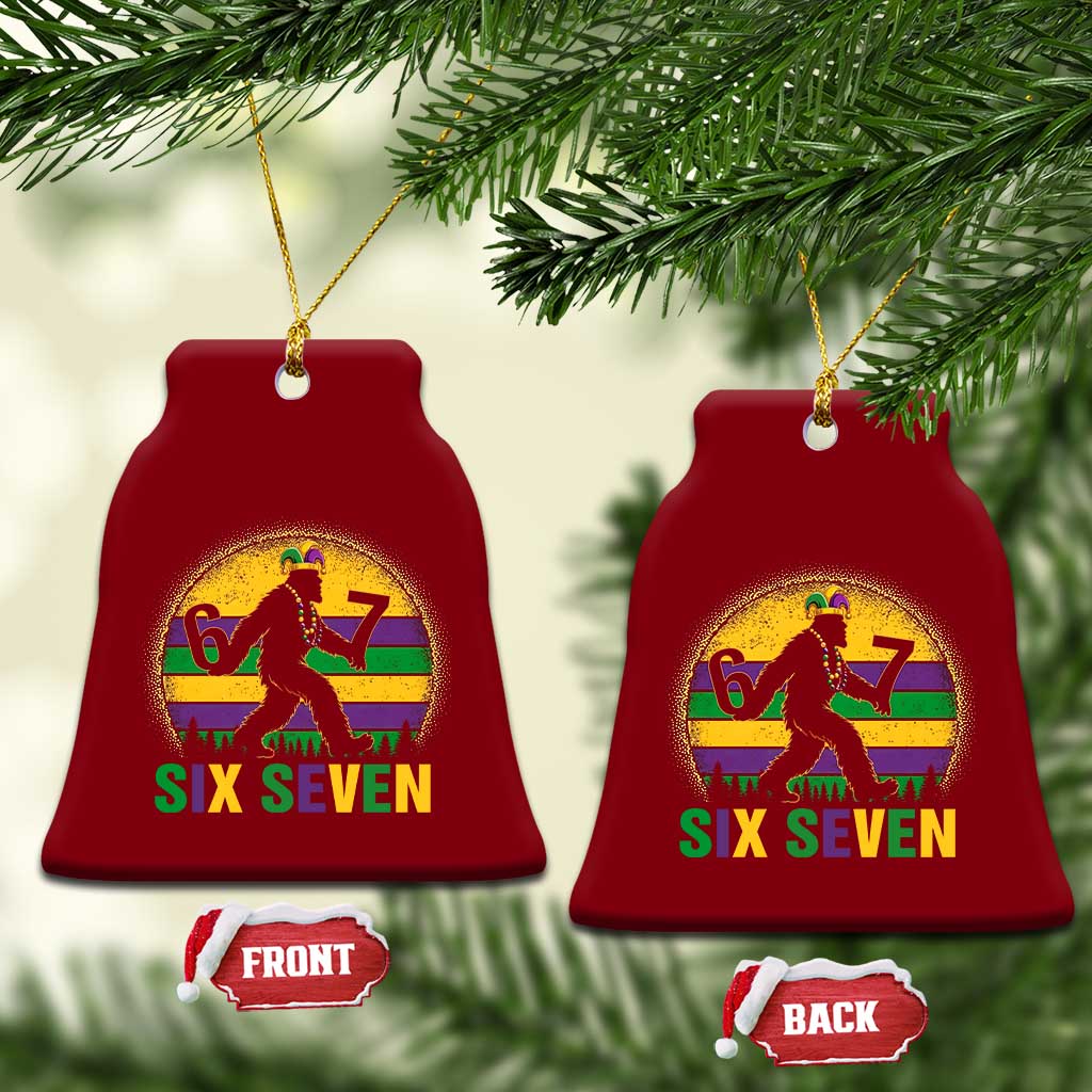 Mardi Gras Bigfoot Ceramic Ornament Funny Six Seven Meme Carnival Trendy TS14 Print Your Wear