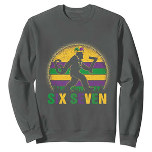 Mardi Gras Bigfoot Sweatshirt Funny Six Seven Meme Carnival Trendy TS14 Dark Heather Print Your Wear