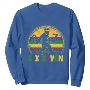 Mardi Gras Bigfoot Sweatshirt Funny Six Seven Meme Carnival Trendy TS14 Royal Blue Print Your Wear