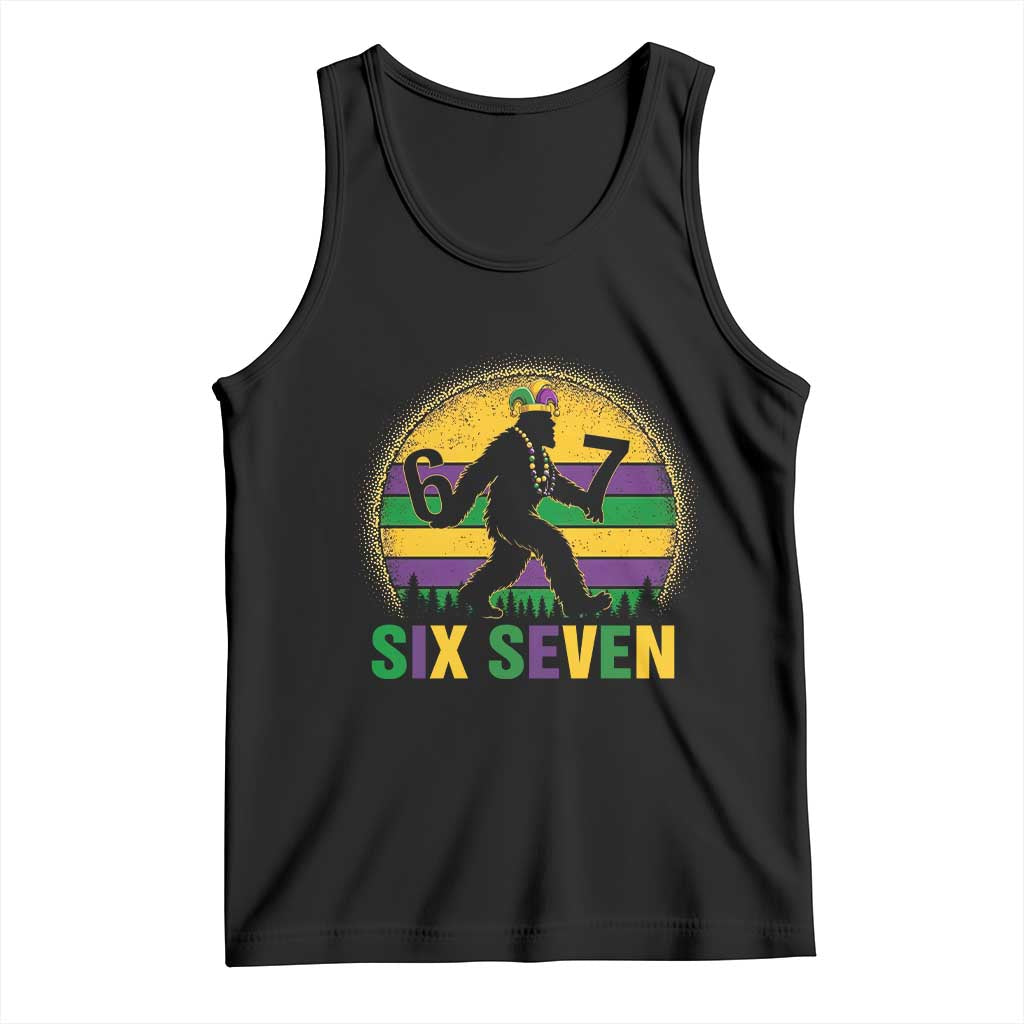Mardi Gras Bigfoot Tank Top Funny Six Seven Meme Carnival Trendy TS14 Black Print Your Wear