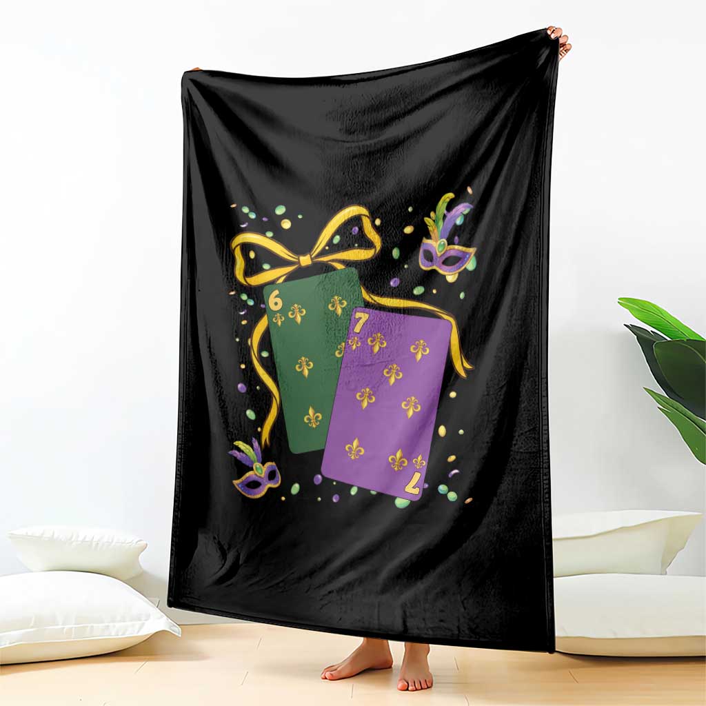 67 Mardi Gras Throw Blanket Funny Six Seven Playing Cards Meme TS14 Print Your Wear