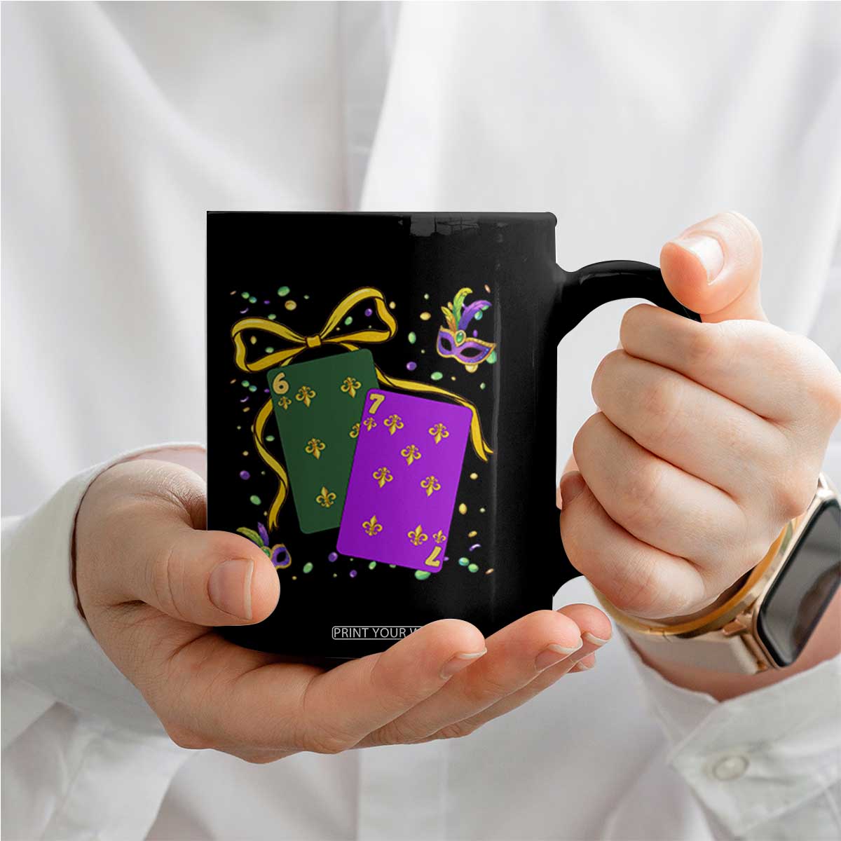 67 Mardi Gras Coffee Mug Funny Six Seven Playing Cards Meme TS14 Print Your Wear