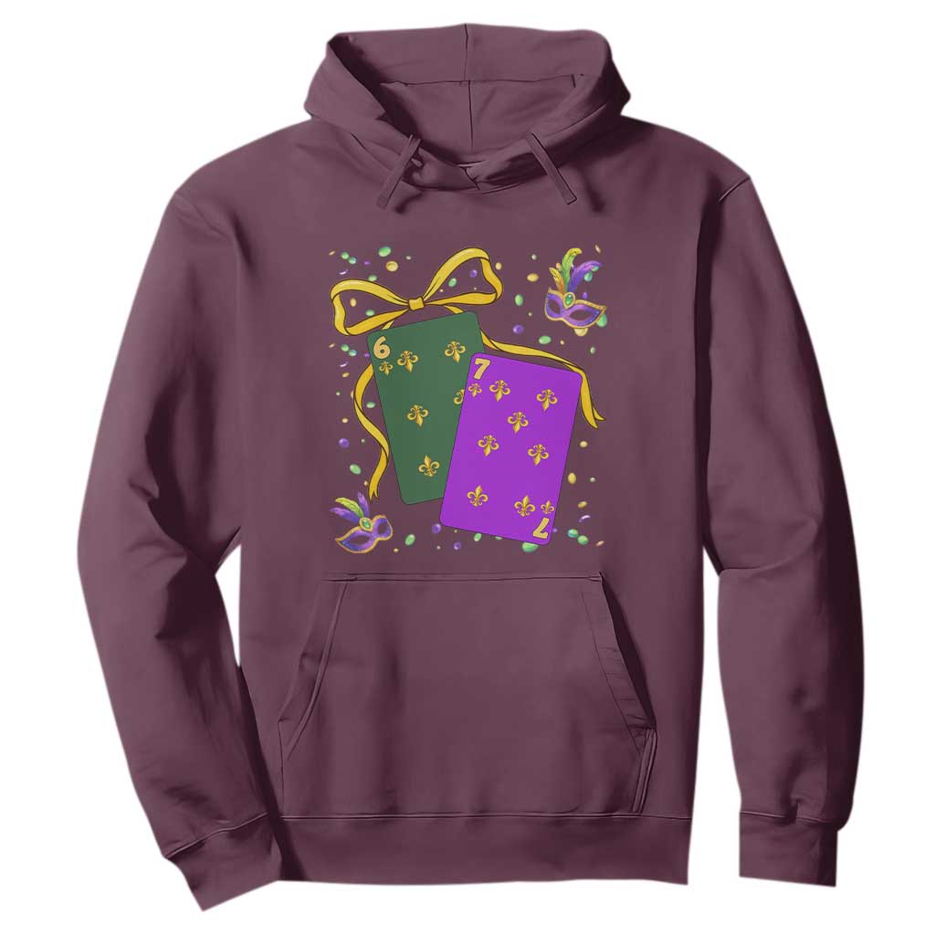 67 Mardi Gras Hoodie Funny Six Seven Playing Cards Meme TS14 Maroon Print Your Wear