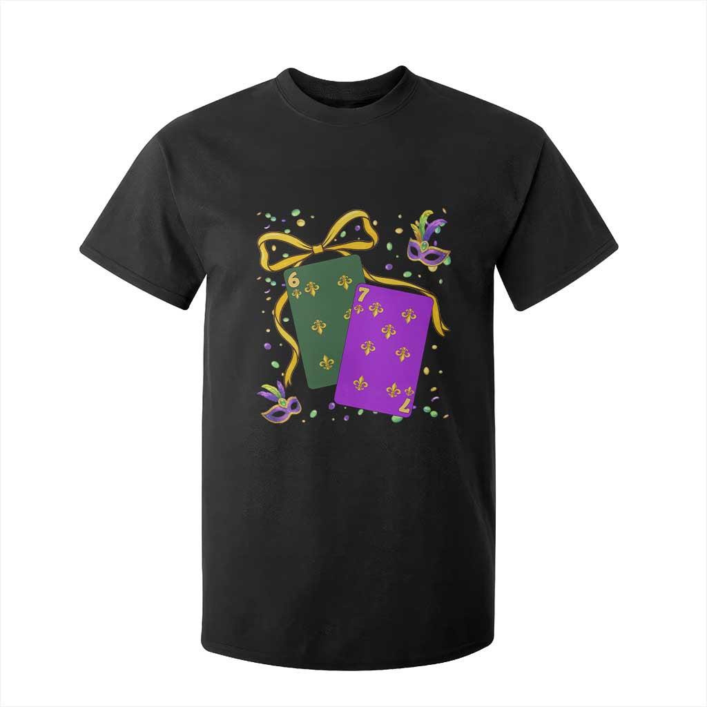 67 Mardi Gras T Shirt For Kid Funny Six Seven Playing Cards Meme TS14 Black Print Your Wear