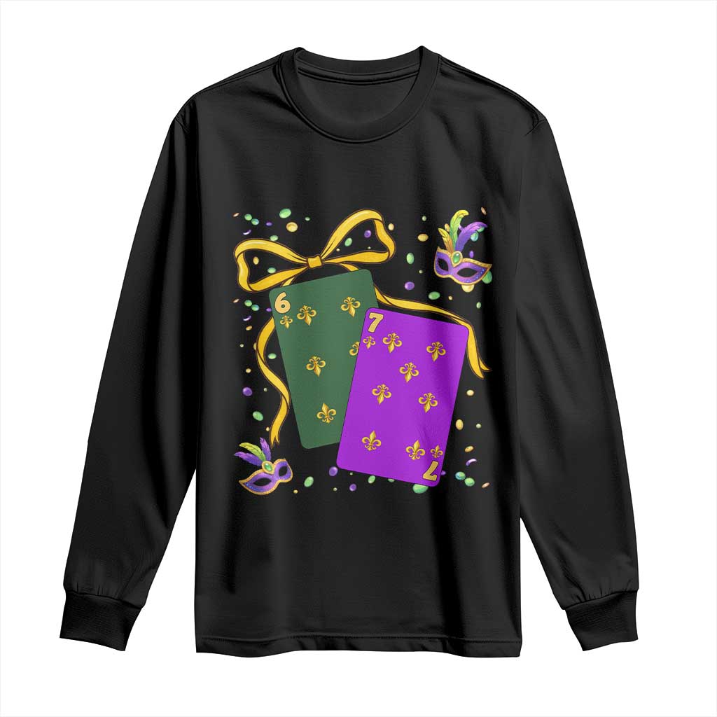 67 Mardi Gras Long Sleeve Shirt Funny Six Seven Playing Cards Meme TS14 Black Print Your Wear