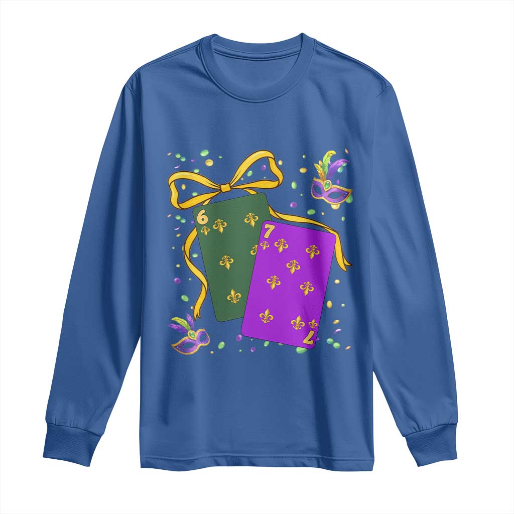 67 Mardi Gras Long Sleeve Shirt Funny Six Seven Playing Cards Meme TS14 Royal Blue Print Your Wear