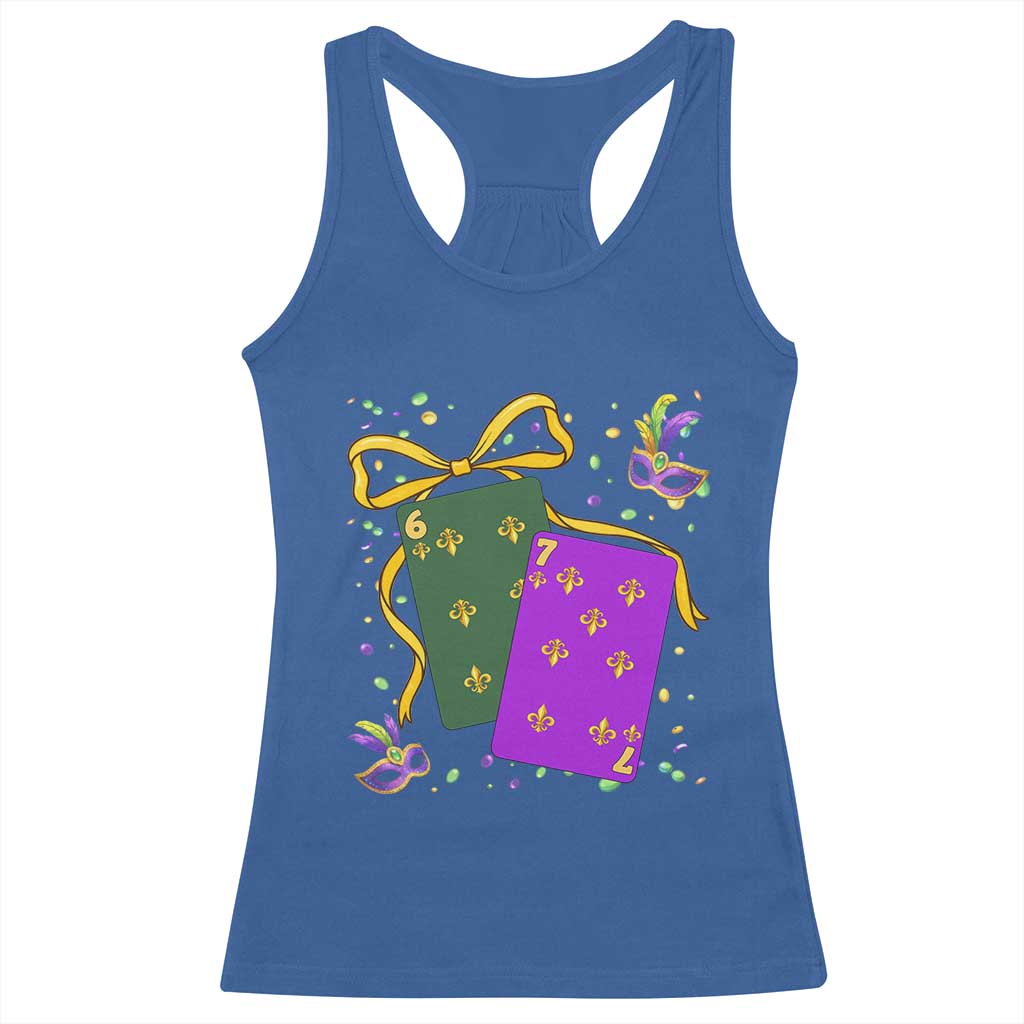 67 Mardi Gras Racerback Tank Top Funny Six Seven Playing Cards Meme TS14 Royal Blue Print Your Wear