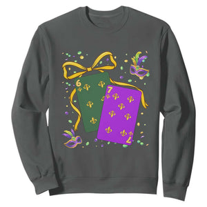 67 Mardi Gras Sweatshirt Funny Six Seven Playing Cards Meme TS14 Dark Heather Print Your Wear
