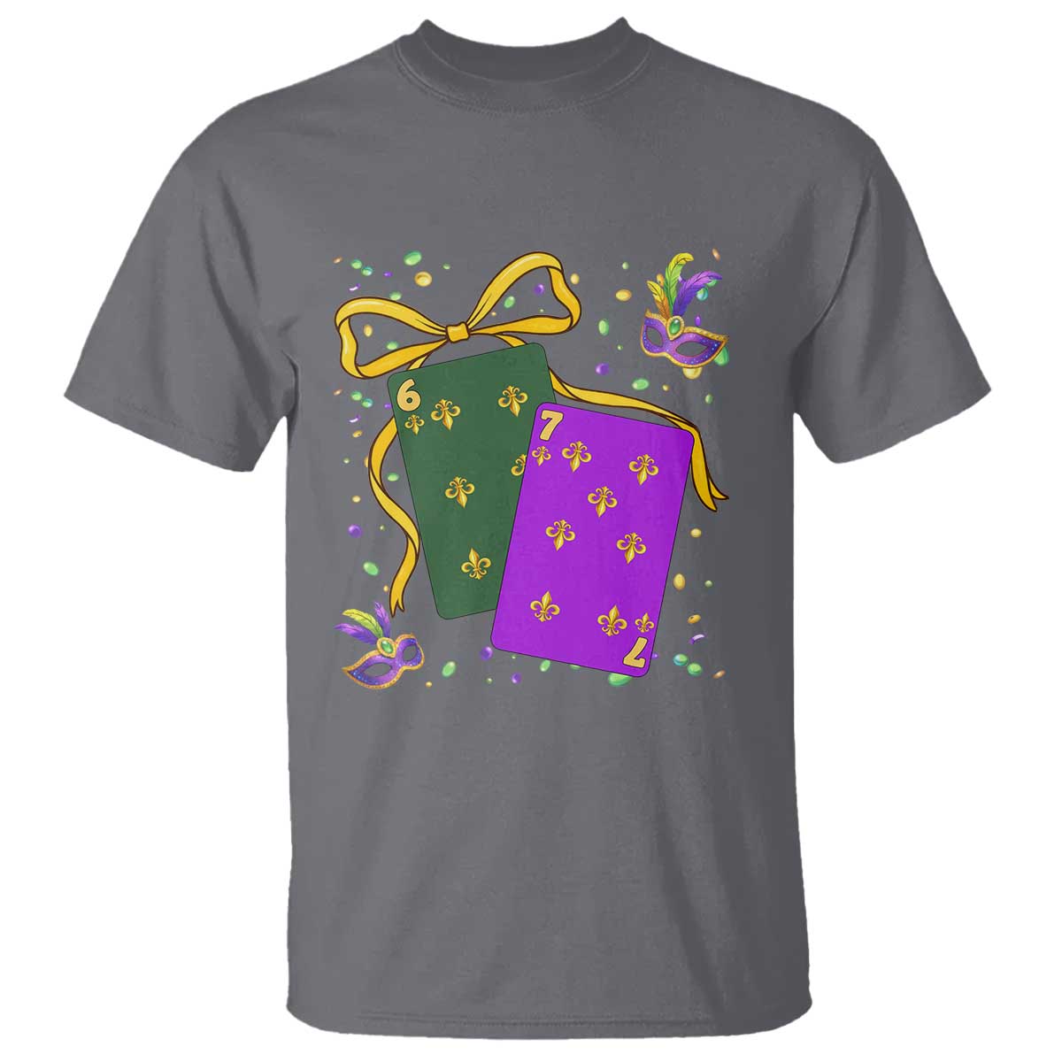67 Mardi Gras T Shirt Funny Six Seven Playing Cards Meme TS14 Charcoal Print Your Wear