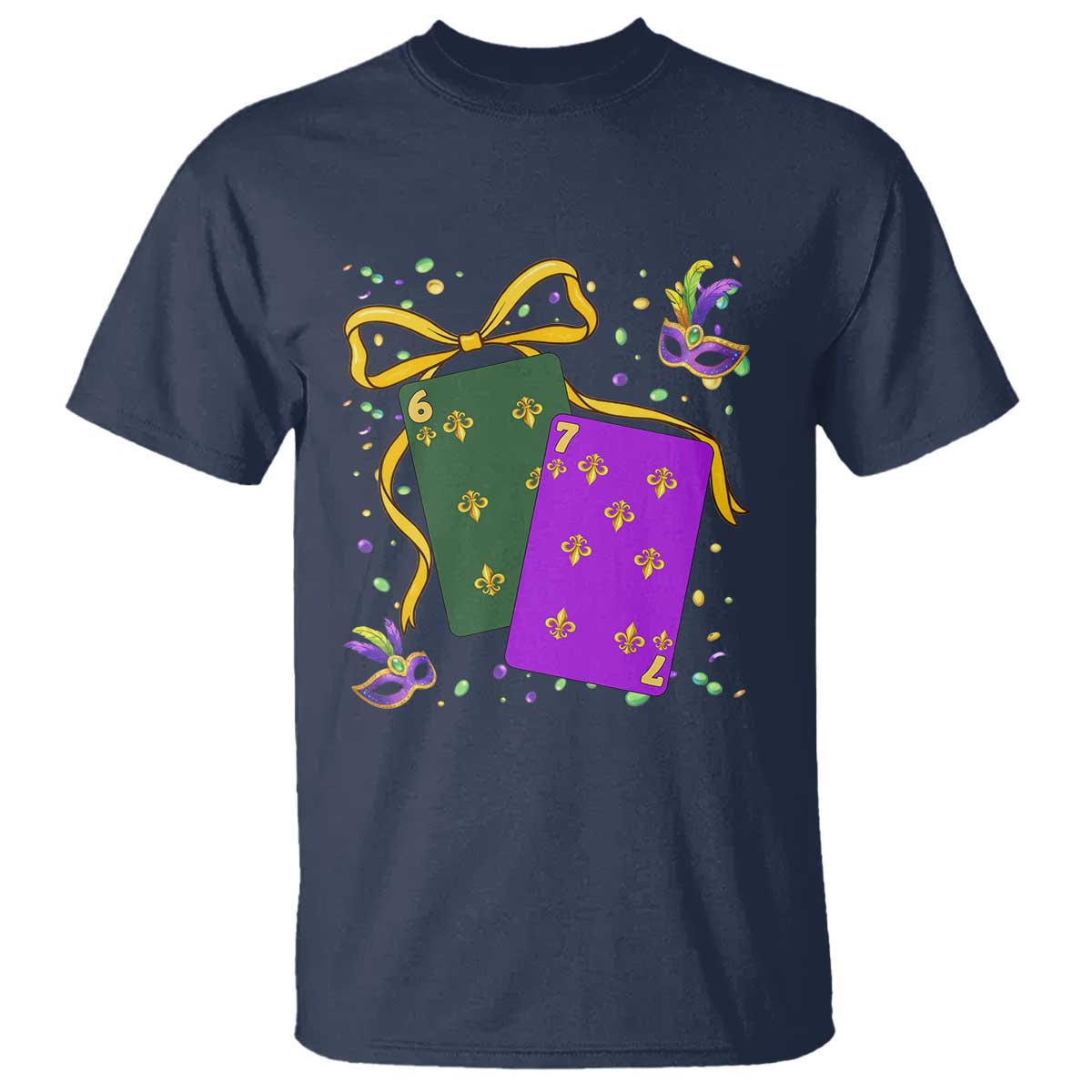 67 Mardi Gras T Shirt Funny Six Seven Playing Cards Meme TS14 Navy Print Your Wear