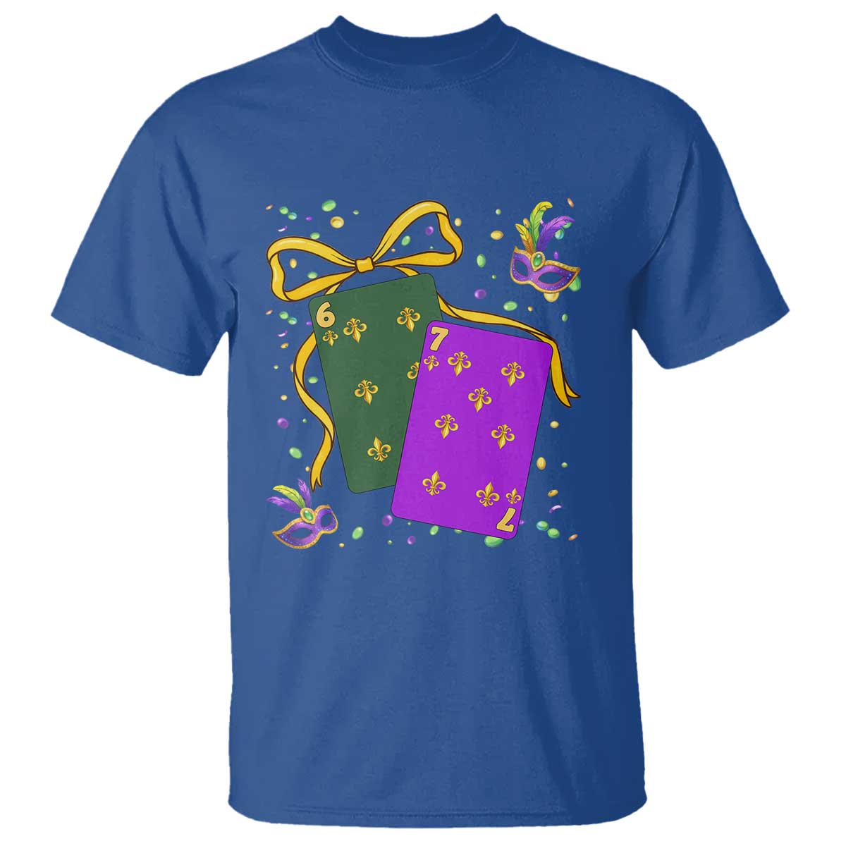 67 Mardi Gras T Shirt Funny Six Seven Playing Cards Meme TS14 Royal Blue Print Your Wear