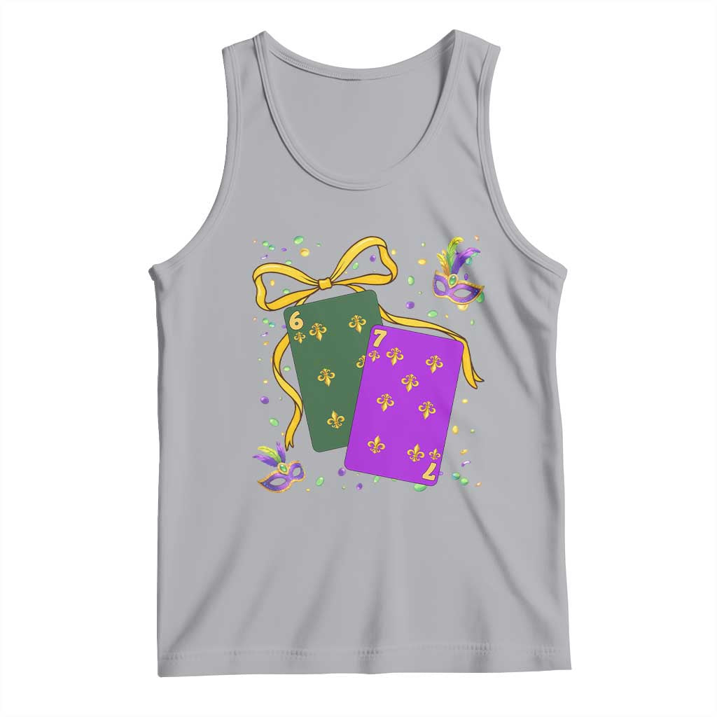 67 Mardi Gras Tank Top Funny Six Seven Playing Cards Meme TS14 Athletic Heather Print Your Wear