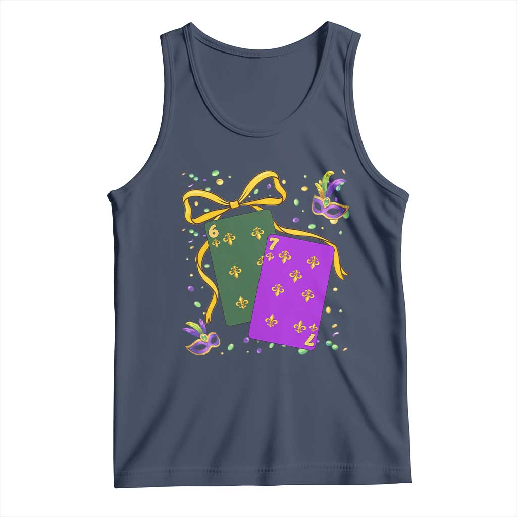 67 Mardi Gras Tank Top Funny Six Seven Playing Cards Meme TS14 Navy Print Your Wear