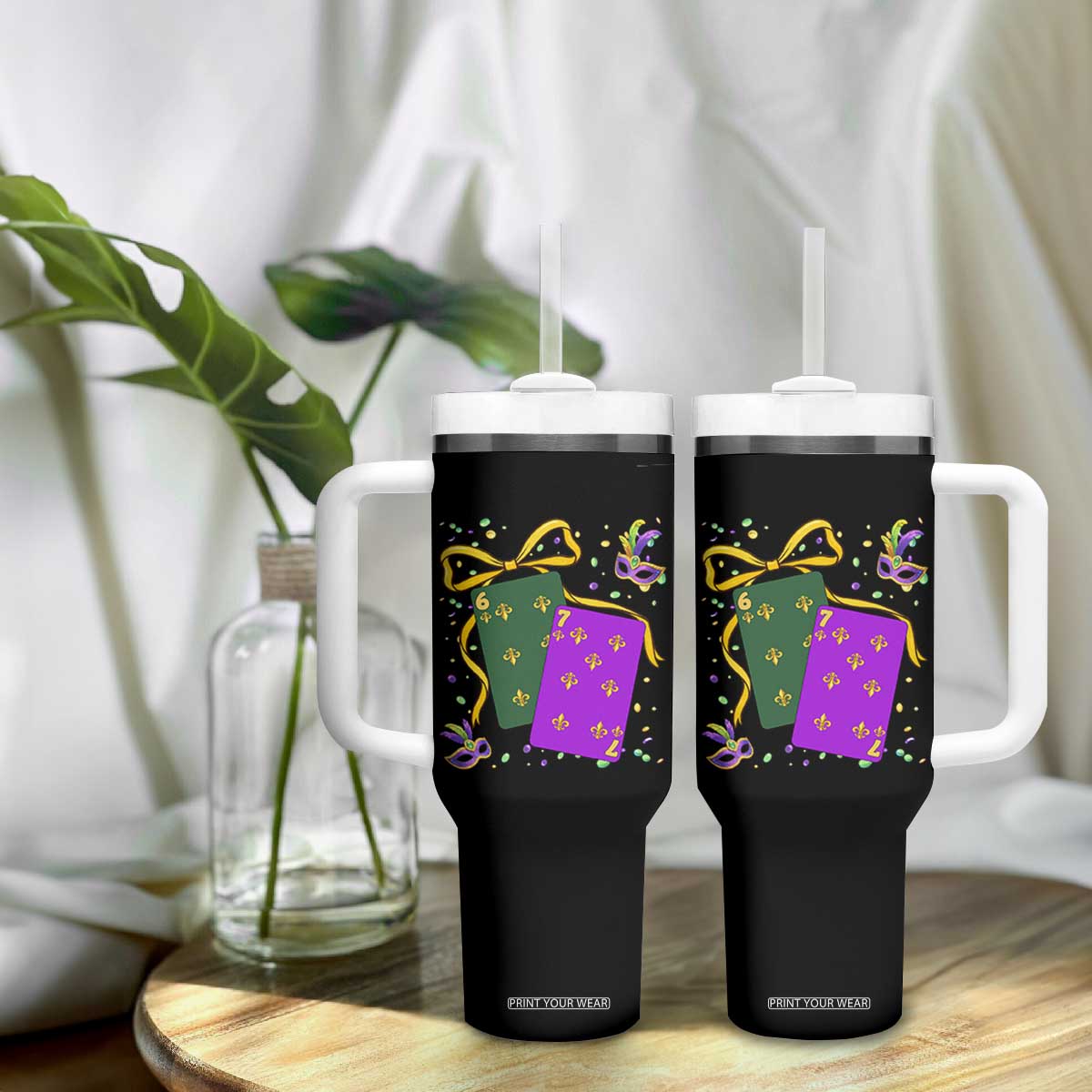 67 Mardi Gras Tumbler With Handle Funny Six Seven Playing Cards Meme TS14 Print Your Wear