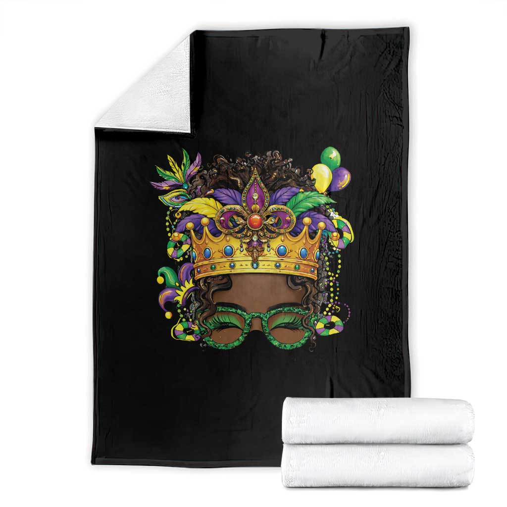 Mardi Gras Queen Throw Blanket Messy Pun Carnival Party TS14 Black Print Your Wear