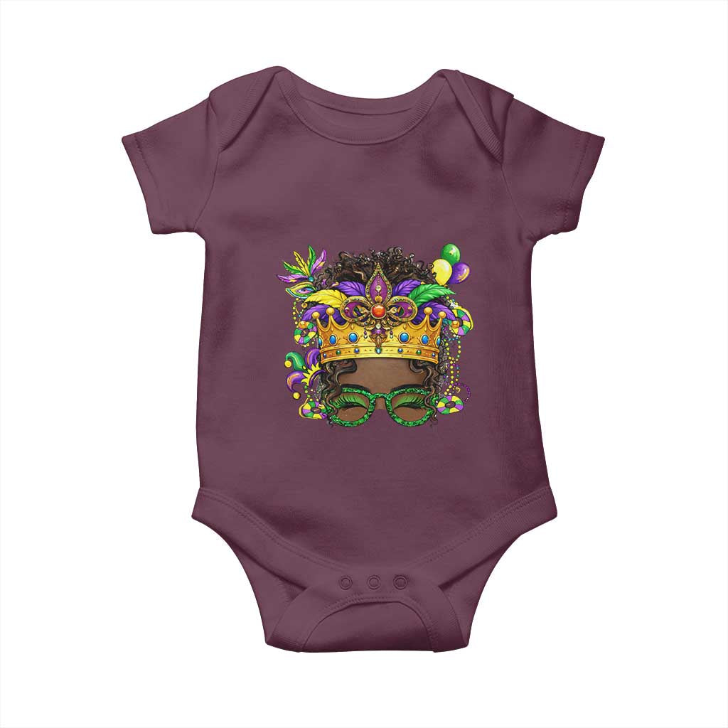 Mardi Gras Queen Baby Onesie Messy Pun Carnival Party TS14 Maroon Print Your Wear