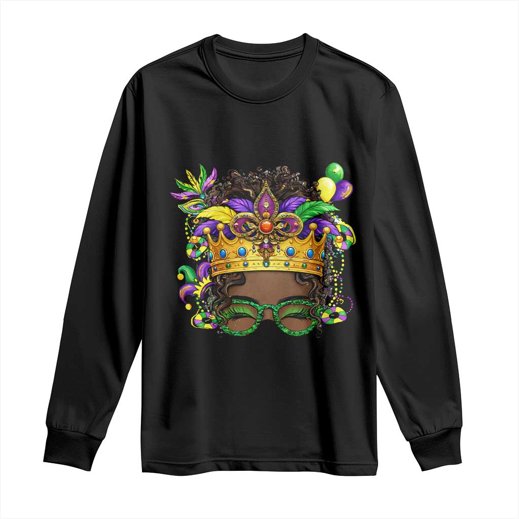 Mardi Gras Queen Long Sleeve Shirt Messy Pun Carnival Party TS14 Black Print Your Wear