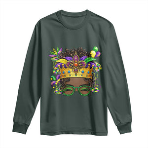Mardi Gras Queen Long Sleeve Shirt Messy Pun Carnival Party TS14 Dark Forest Green Print Your Wear