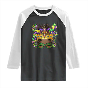 Mardi Gras Queen Raglan Shirt Messy Pun Carnival Party TS14 Black White Print Your Wear