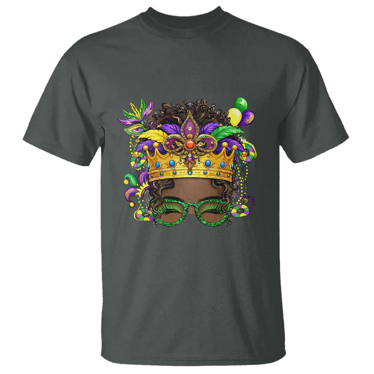 Mardi Gras Queen T Shirt Messy Pun Carnival Party TS14 Dark Heather Print Your Wear
