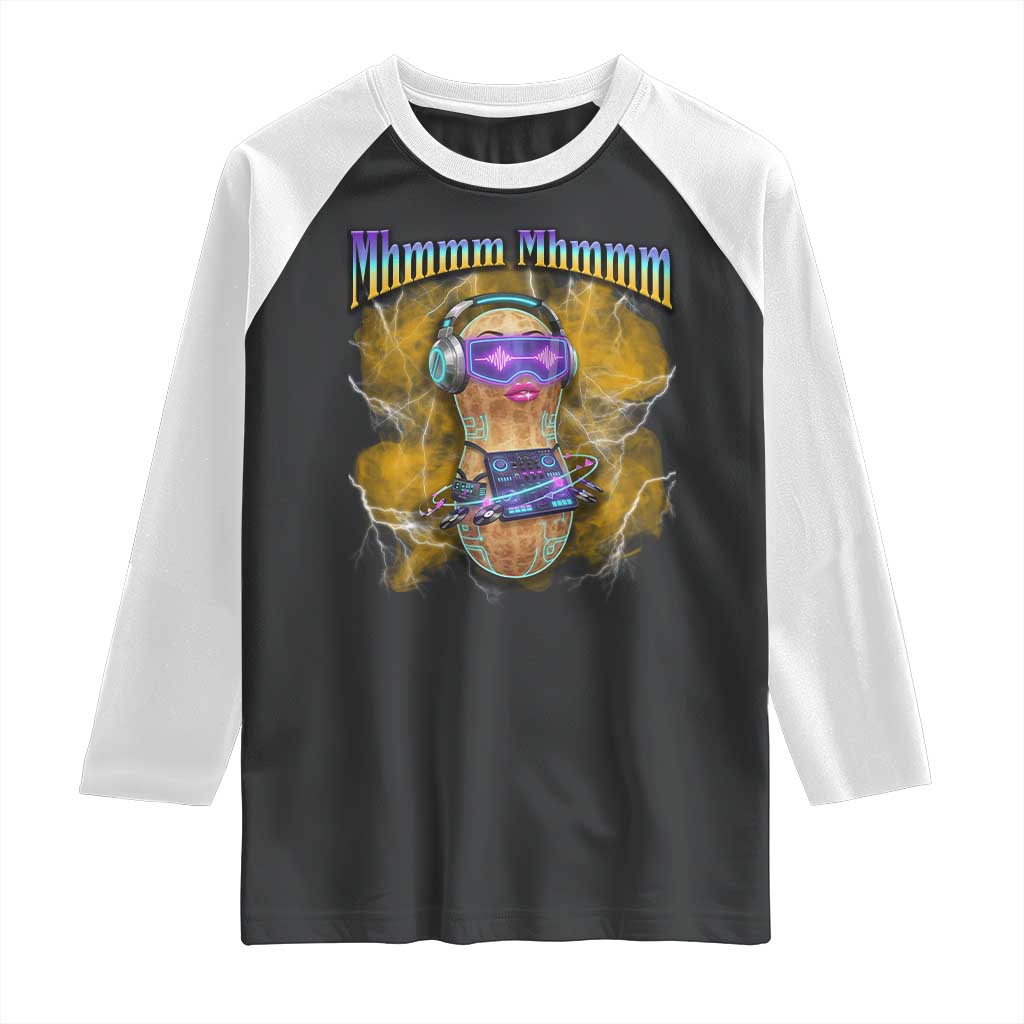 Funny Burnt Peanut Goop Raglan Shirt DJ Music Meme TS14 Black White Print Your Wear