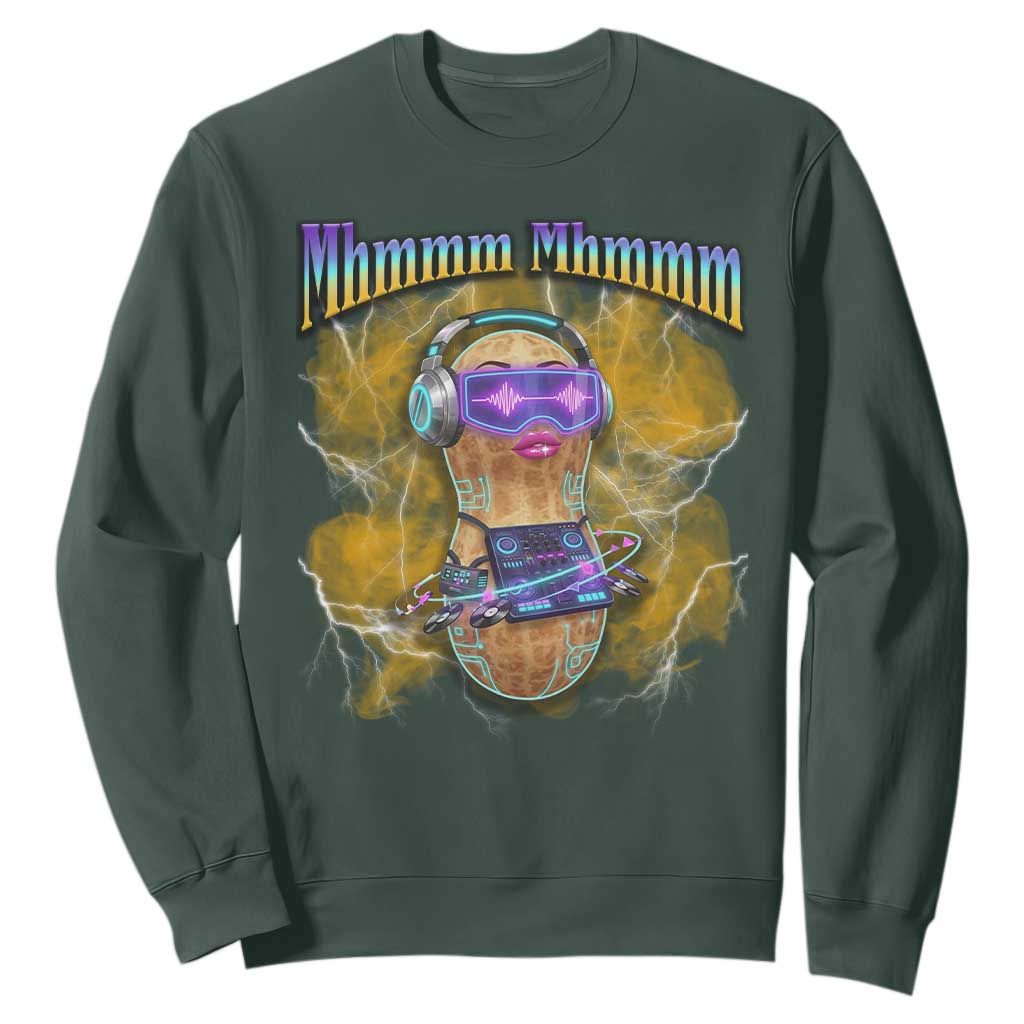 Funny Burnt Peanut Goop Sweatshirt DJ Music Meme TS14 Dark Forest Green Print Your Wear