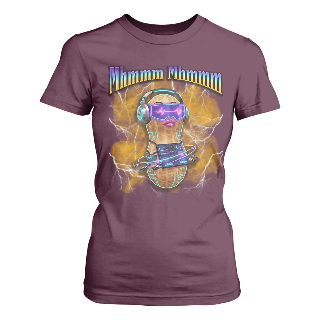 Funny Burnt Peanut Goop T Shirt For Women DJ Music Meme TS14 Maroon Print Your Wear