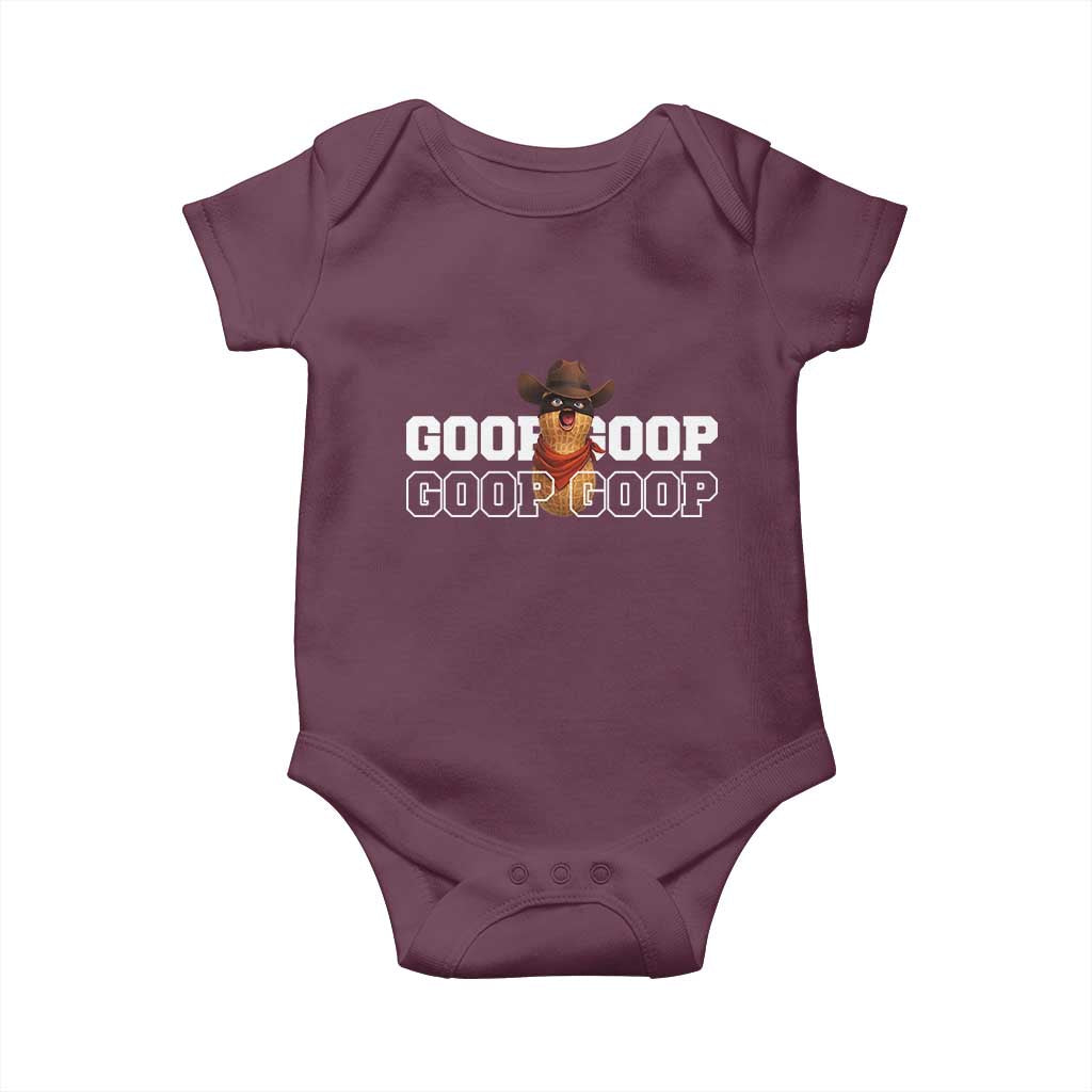 Funny Burnt Peanut Goop Baby Onesie Internet Viral Meme Trendy TS14 Maroon Print Your Wear