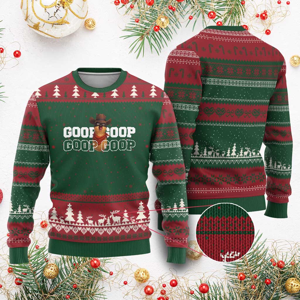 Funny Burnt Peanut Goop Ugly Christmas Sweater Internet Viral Meme Trendy TS14 Red Green Print Your Wear