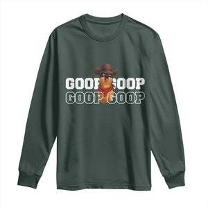 Funny Burnt Peanut Goop Long Sleeve Shirt Internet Viral Meme Trendy TS14 Dark Forest Green Print Your Wear
