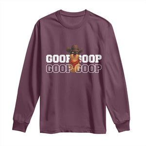 Funny Burnt Peanut Goop Long Sleeve Shirt Internet Viral Meme Trendy TS14 Maroon Print Your Wear