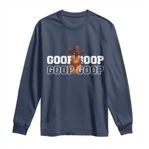 Funny Burnt Peanut Goop Long Sleeve Shirt Internet Viral Meme Trendy TS14 Navy Print Your Wear