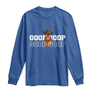 Funny Burnt Peanut Goop Long Sleeve Shirt Internet Viral Meme Trendy TS14 Royal Blue Print Your Wear
