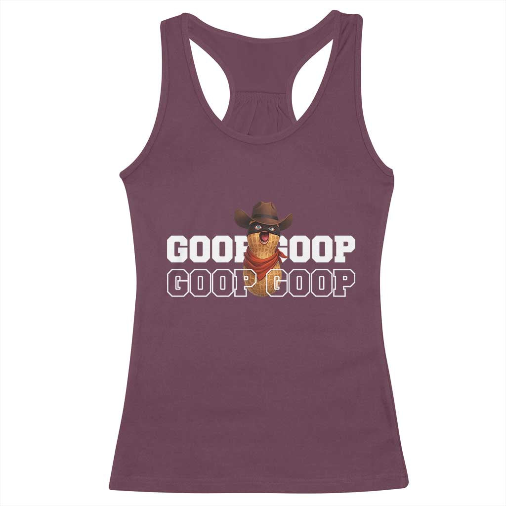 Funny Burnt Peanut Goop Racerback Tank Top Internet Viral Meme Trendy TS14 Maroon Print Your Wear