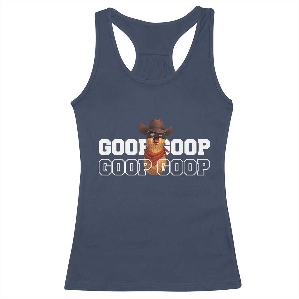 Funny Burnt Peanut Goop Racerback Tank Top Internet Viral Meme Trendy TS14 Navy Print Your Wear