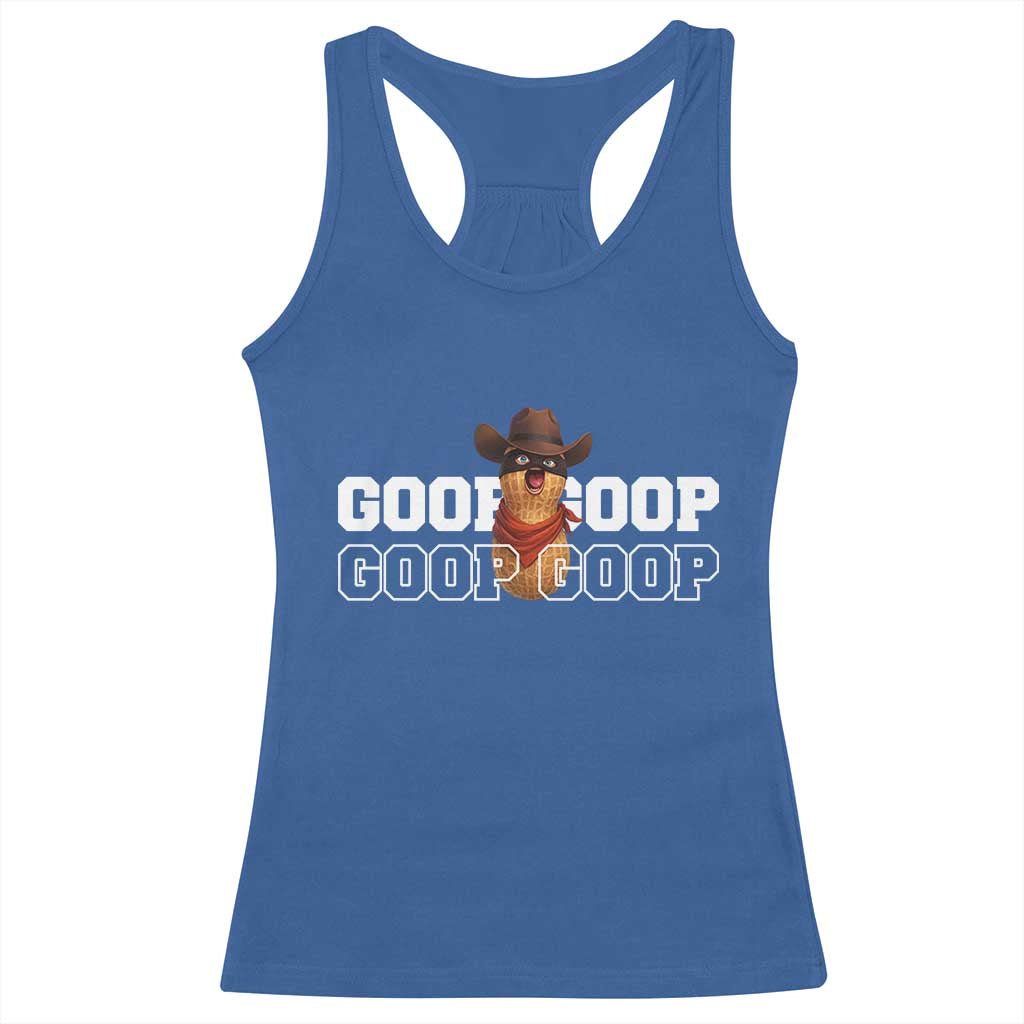 Funny Burnt Peanut Goop Racerback Tank Top Internet Viral Meme Trendy TS14 Royal Blue Print Your Wear