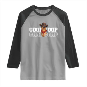 Funny Burnt Peanut Goop Raglan Shirt Internet Viral Meme Trendy TS14 Sport Gray Black Print Your Wear
