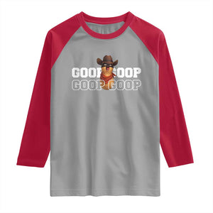 Funny Burnt Peanut Goop Raglan Shirt Internet Viral Meme Trendy TS14 Sport Gray Red Print Your Wear