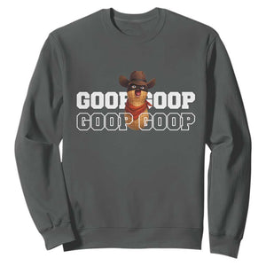 Funny Burnt Peanut Goop Sweatshirt Internet Viral Meme Trendy TS14 Dark Heather Print Your Wear