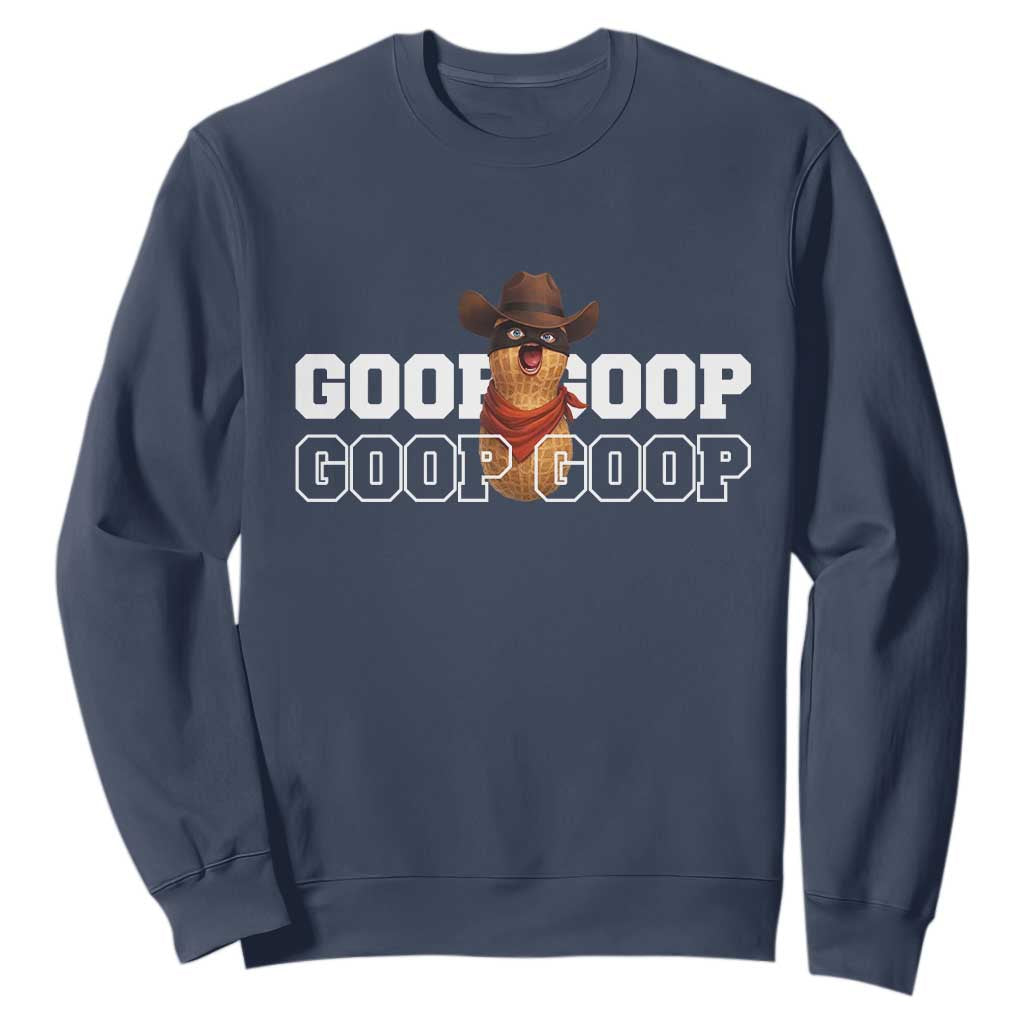 Funny Burnt Peanut Goop Sweatshirt Internet Viral Meme Trendy TS14 Navy Print Your Wear