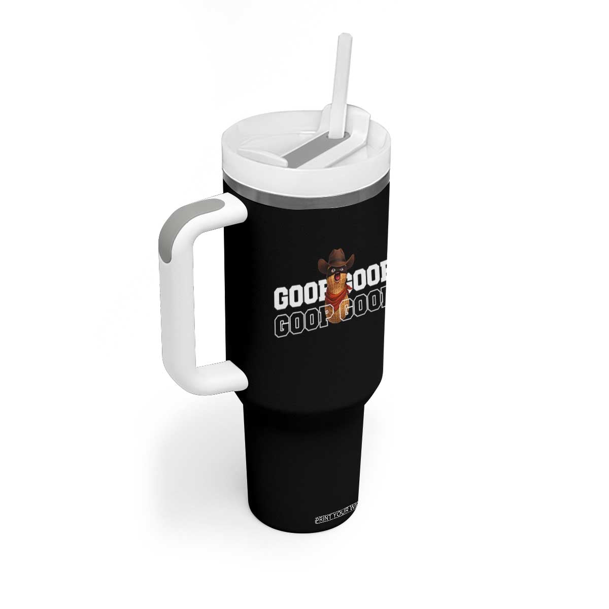 Funny Burnt Peanut Goop Tumbler With Handle Internet Viral Meme Trendy TS14 Print Your Wear