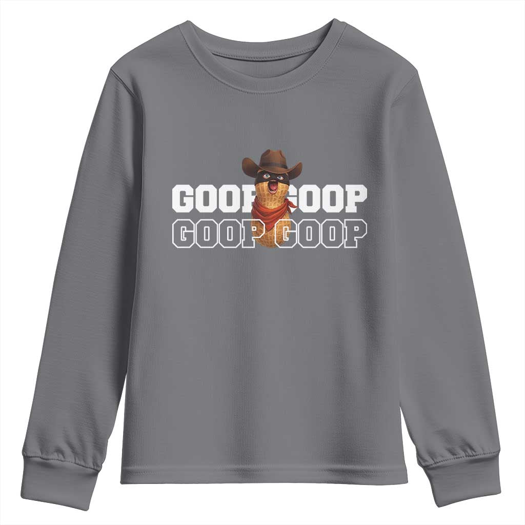 Funny Burnt Peanut Goop Youth Sweatshirt Internet Viral Meme Trendy TS14 Charcoal Print Your Wear