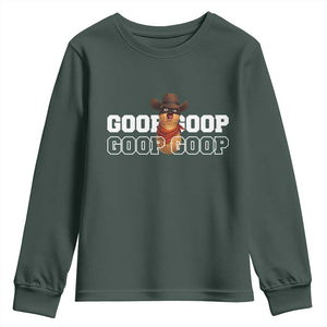Funny Burnt Peanut Goop Youth Sweatshirt Internet Viral Meme Trendy TS14 Dark Forest Green Print Your Wear