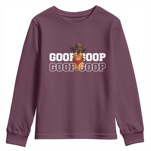 Funny Burnt Peanut Goop Youth Sweatshirt Internet Viral Meme Trendy TS14 Maroon Print Your Wear