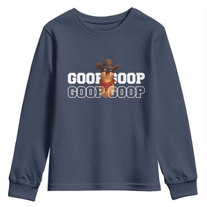 Funny Burnt Peanut Goop Youth Sweatshirt Internet Viral Meme Trendy TS14 Navy Print Your Wear