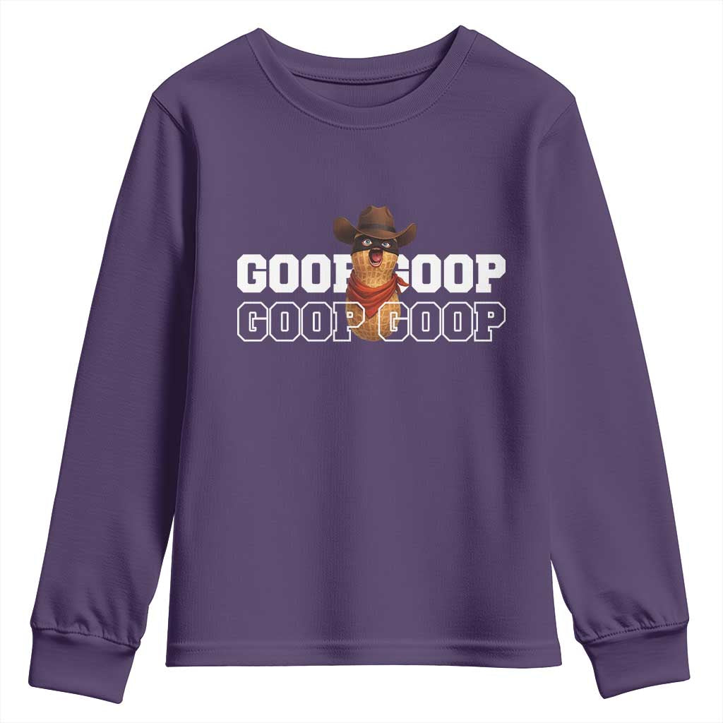 Funny Burnt Peanut Goop Youth Sweatshirt Internet Viral Meme Trendy TS14 Purple Print Your Wear